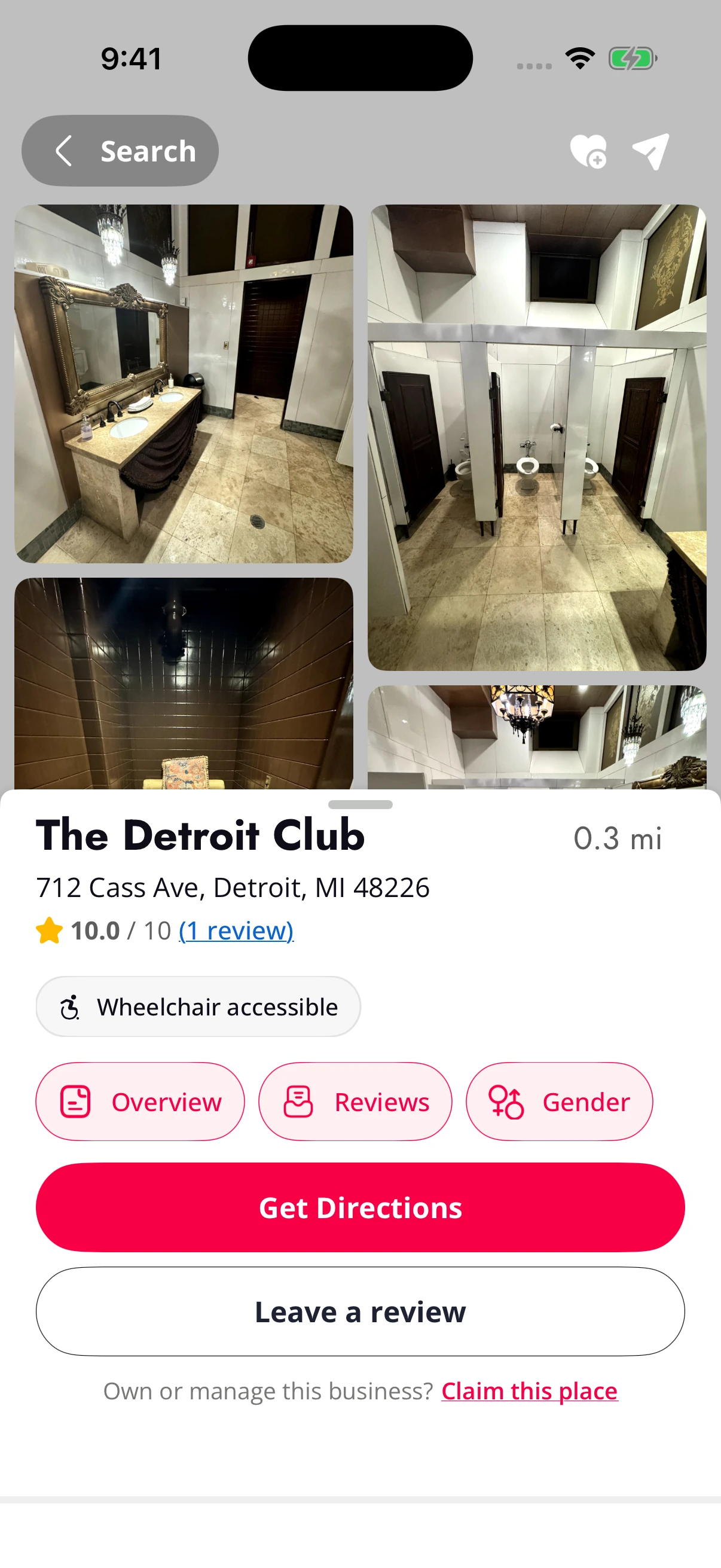 The Detroit Club in Shooki with restroom photos and a 10 out of 10 rating